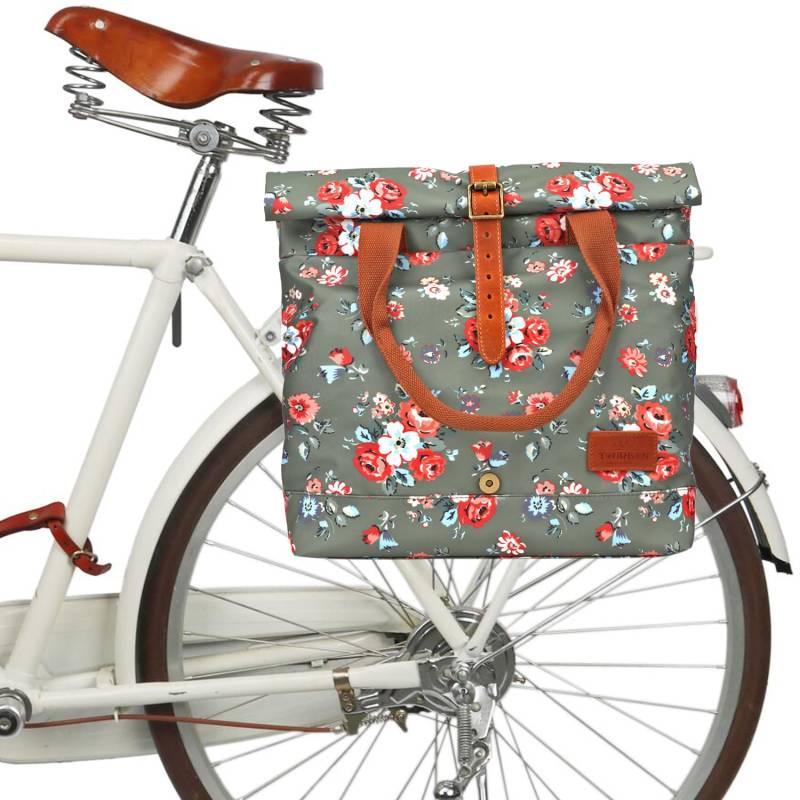 Tourbon Damen Fahrradtasche Shopper Wasserdicht Canvas Fahrradtaschen für Heckträger Handtasche für Radfahren Reisen von Tourbn