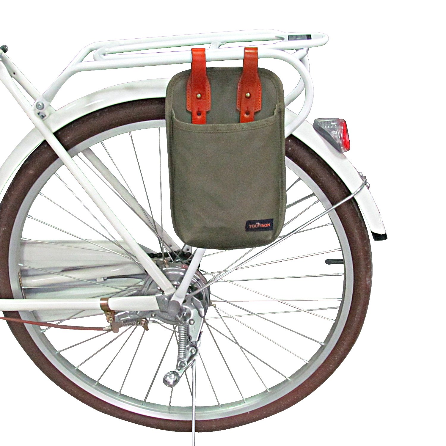 Tourbon Fahrradtasche aus Segeltuch und Leder mit Bügelschloss, für Rahmenpumpenhalterung von Tourbn