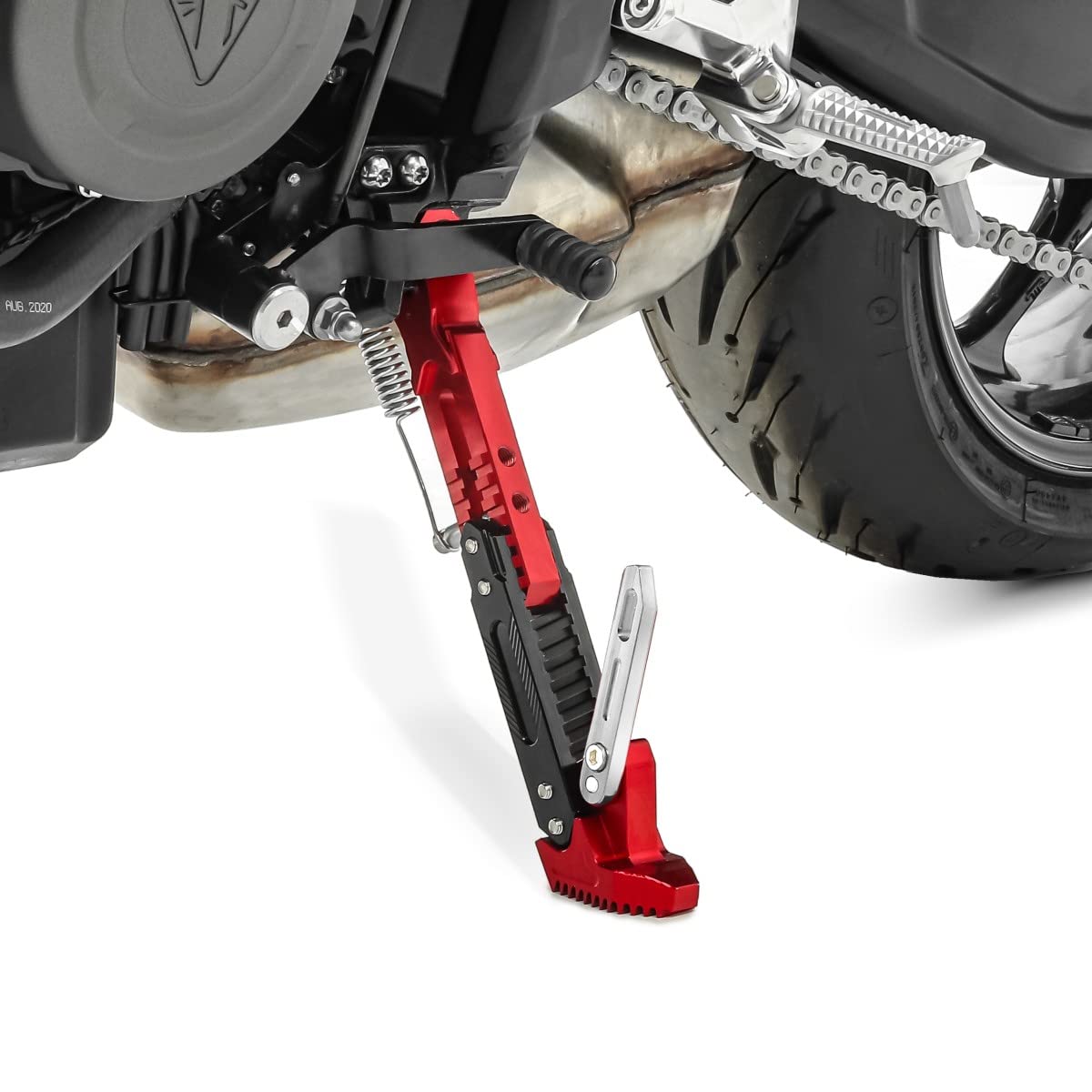 Motorrad Seitenständer Universal Höhenverstellbar Aluminium Tourtecs rot von Tourtecs