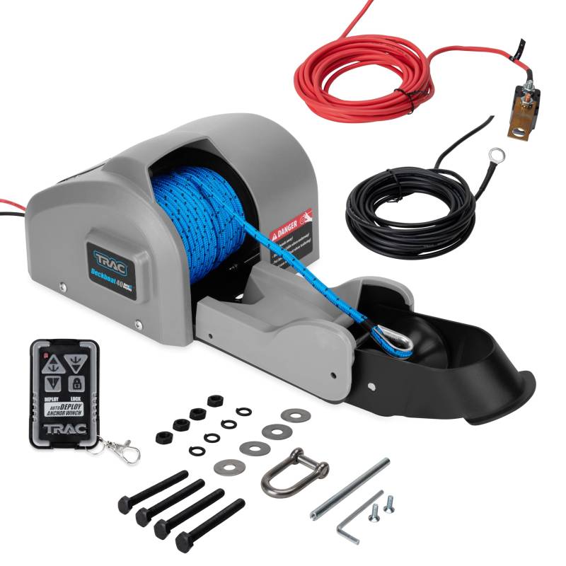 Trac Automobil Outdoors Deckboat 40 AutoDeploy-G3 Elektrische Ankerwinde 18 kg-Inklusive 30,5 m vorgewickeltem Anker-Seil mit Verwendung (69005), grau, Standard von Trac