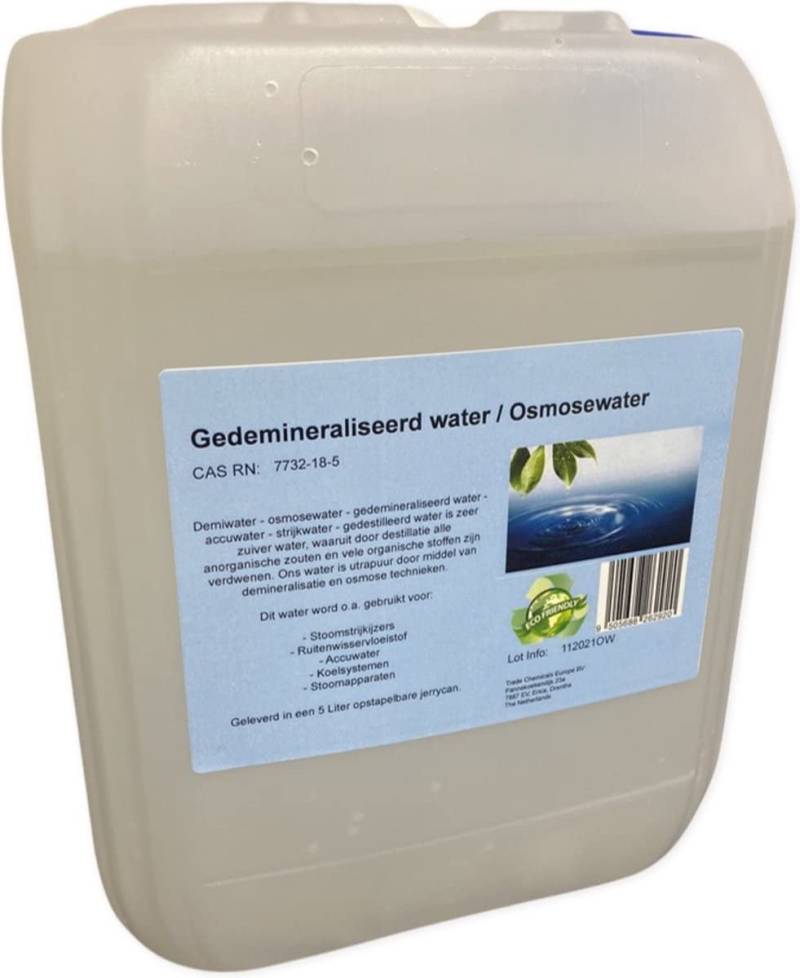 Reines - Demiwasser - Demineralisiertes Wasser - Osmosewasser - Akkusater - Bügelwasser 5 Liter Cannister von Trade Chemicals Europe BV