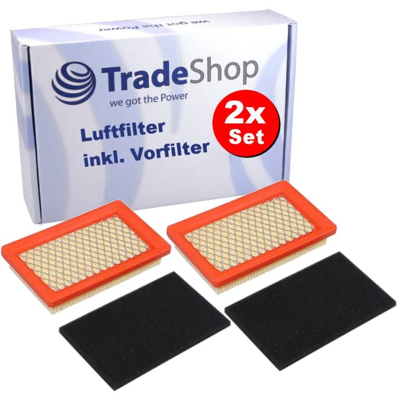 2x Trade-Shop Filter-Set (Luftfilter + Vorfilter) ersetzt Arnold 3011-M6-0001, Bolens 6046033, Güde 95100-01043 94147-01048 / Rasenmäher Ersatzteil von Trade-Shop