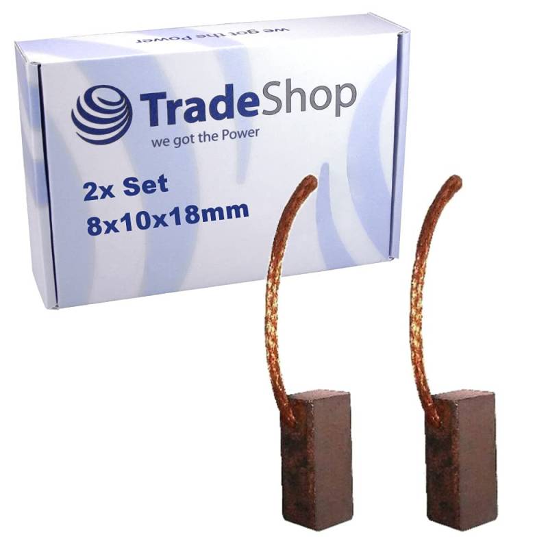 2x Trade-Shop Motorkohle/Kohle-Bürste/Schleifkohle/Kohlestift 8mm x 10mm x 18mm für viele KFZ PKW Motoren Antriebe 12V-24V Volt von Trade-Shop