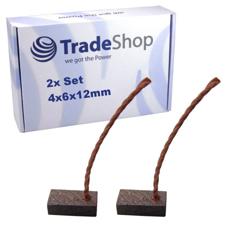 2x Trade-Shop Motorkohlen/Kohlebürsten/Schleifkohlen 4 x 6 x 12mm 12-24V für verschiedene KFZ-Motoren Rolltor Garagentor Antriebe Lichtmaschine von Trade-Shop