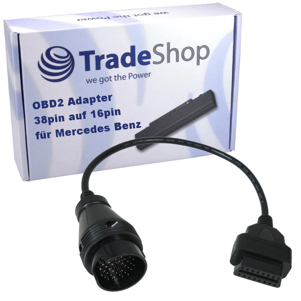 Trade-Shop 38Pin Rundstecker Mercedes Benz ODB DLC Adapter für 16Pin ODB2 Stecker Autoboss/AutoDia/Bosch KTS/BPS-100 / DXM/Hella Gutmann/KKL Interface/iCarsoft i810 i980 / Launch C-Reader von Trade-Shop