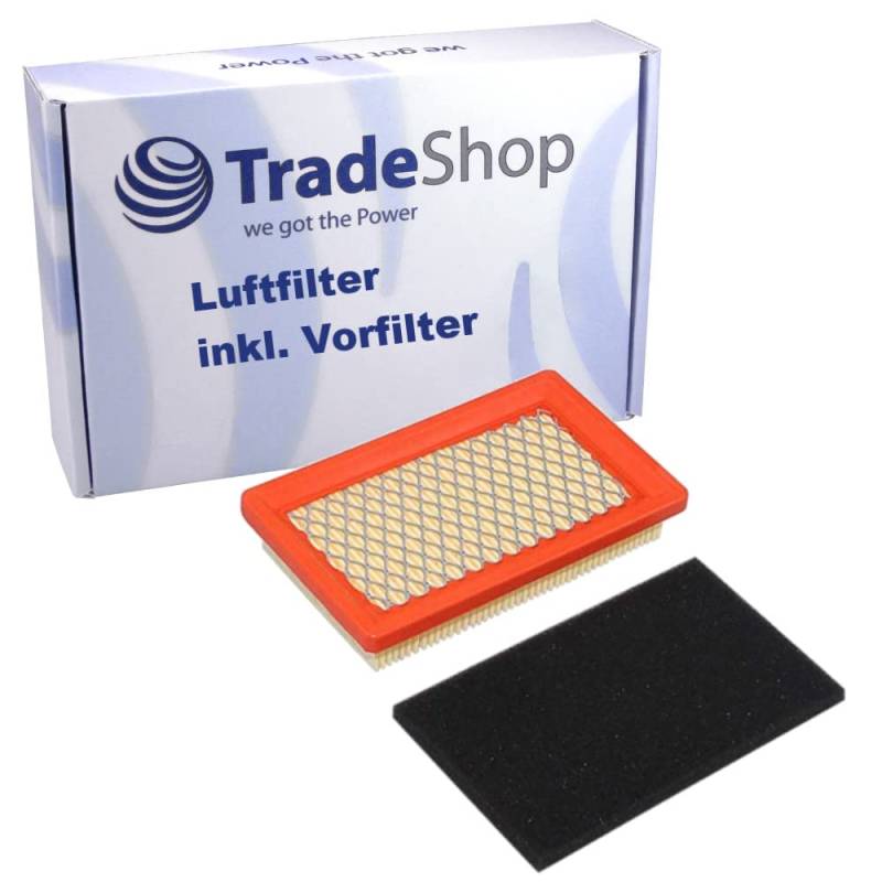 Trade-Shop Luftfilter Set orange, schwarz kompatibel mit MTD Smart 395 PO, 395 SPO, 42 PO, 42 SPO, 46 PO, 46 SPO, 46 SPOE, M56 Rasenmäher von Trade-Shop