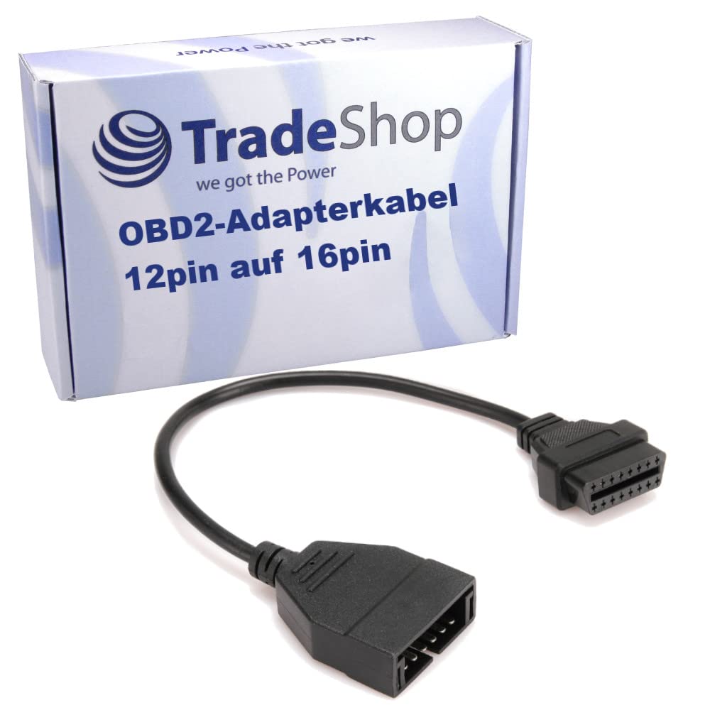 Trade-Shop OBD1 12Pin auf 16Pin OBD2 Interface Diagnose Adapterkabel kompatibel mit General Motors GMC, kompatibel mit Chevrolet Kfz / 30cm Kabellänge von Trade-Shop