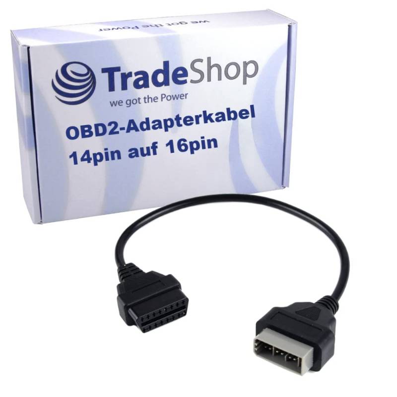 Trade-Shop OBD1 14pin auf 16Pin OBD2 Diagnose Interface Adapterkabel kompatibel mit Nissan KFZ Auto Fahrzeug mit 14 Pin Diagnoseanschluss von Trade-Shop