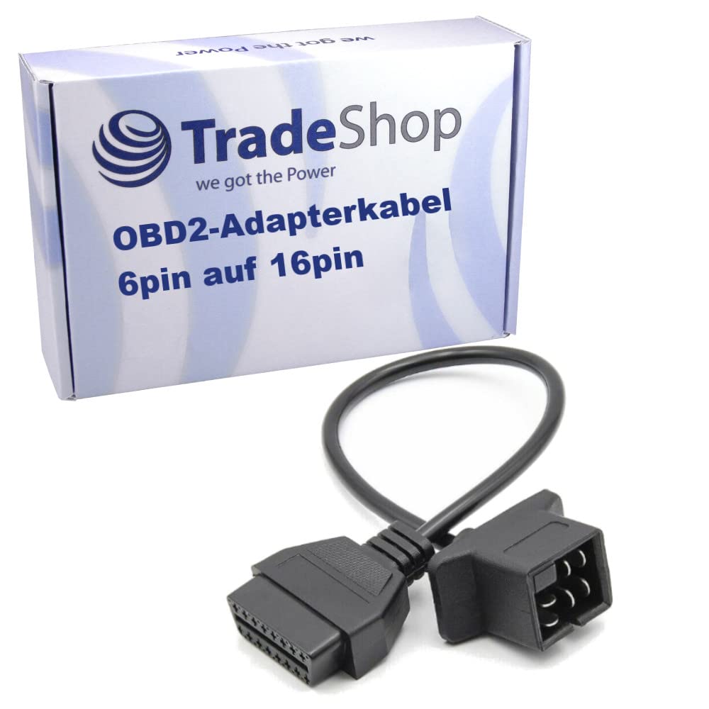 Trade-Shop OBD1 6Pin auf Standard 16Pin OBD2 Diagnose Adapterkabel 30cm kompatibel mit Chrysler, Jeep, Dodge/Kfz Auto Fahrzeug von Trade-Shop