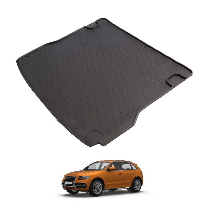 Travall Kofferraummatte Kompatibel mit Audi Q5 (2008-2012) Autospezifischer Kofferraumwanne Hundefreundlicher Kofferraumschutz wasserdichte Schwarze Gummi-Allwettermatten von Travall