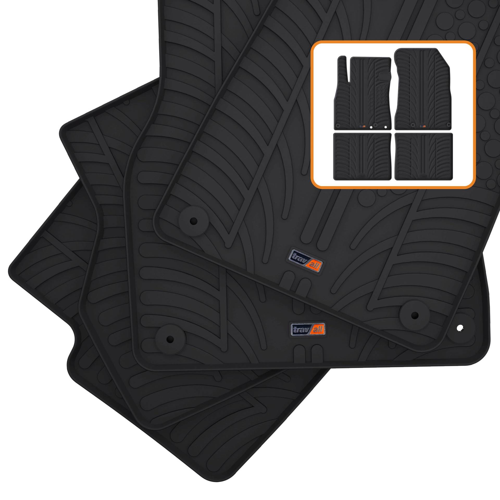 Travall Auto Gummimatten (4er Set) kompatibel mit Nissan Note (2012-2020) (4 Stücke) - Strapazierfähige Robuste Premium Auto Fußmatten Schwarz Pflegeleichte Gummifußmatten von Travall
