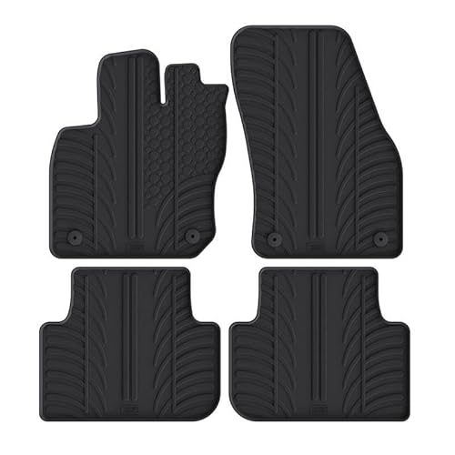 Travall Auto Gummimatten (4er Set) kompatibel mit VW Tiguan (Automatisch) (2024-) (4 St�cke) - Strapazierf�hige Robuste Premium Auto Fu�matten Schwarz Pflegeleichte GummiFu�matten von Travall