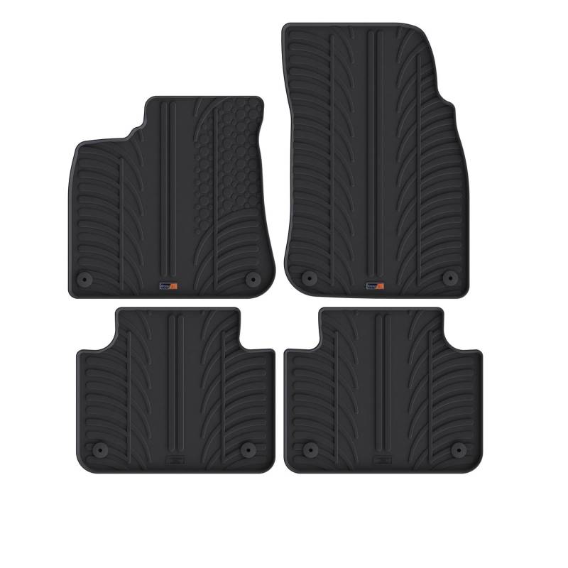 Travall Auto Gummimatten (4er Set) kompatibel mit Volkswagen Touareg (2018-) Automatisch (4 Stücke) - Strapazierfähige Robuste Premium Auto Fußmatten Schwarz Pflegeleichte Gummifußmatten von Travall