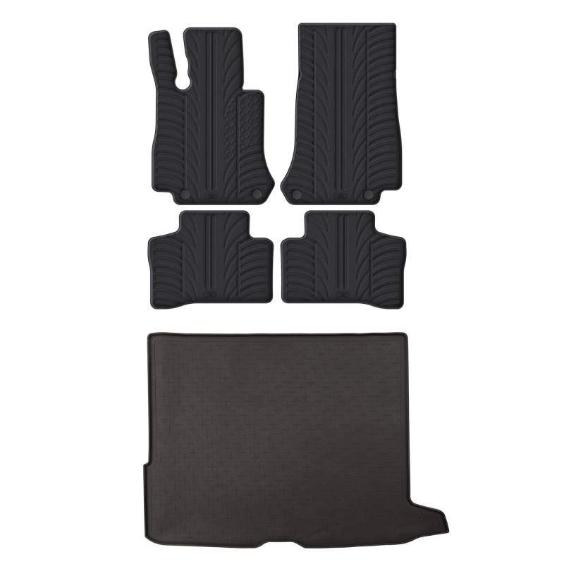 Travall Gummimatten & Kofferraumwanne Set Kompatibel Mit Mercedes GLC (2015-2022) Gummimatten Strapazierfähige Schwarze Premiummatten Pflegeleicht Fußmatten Zubehör von Travall