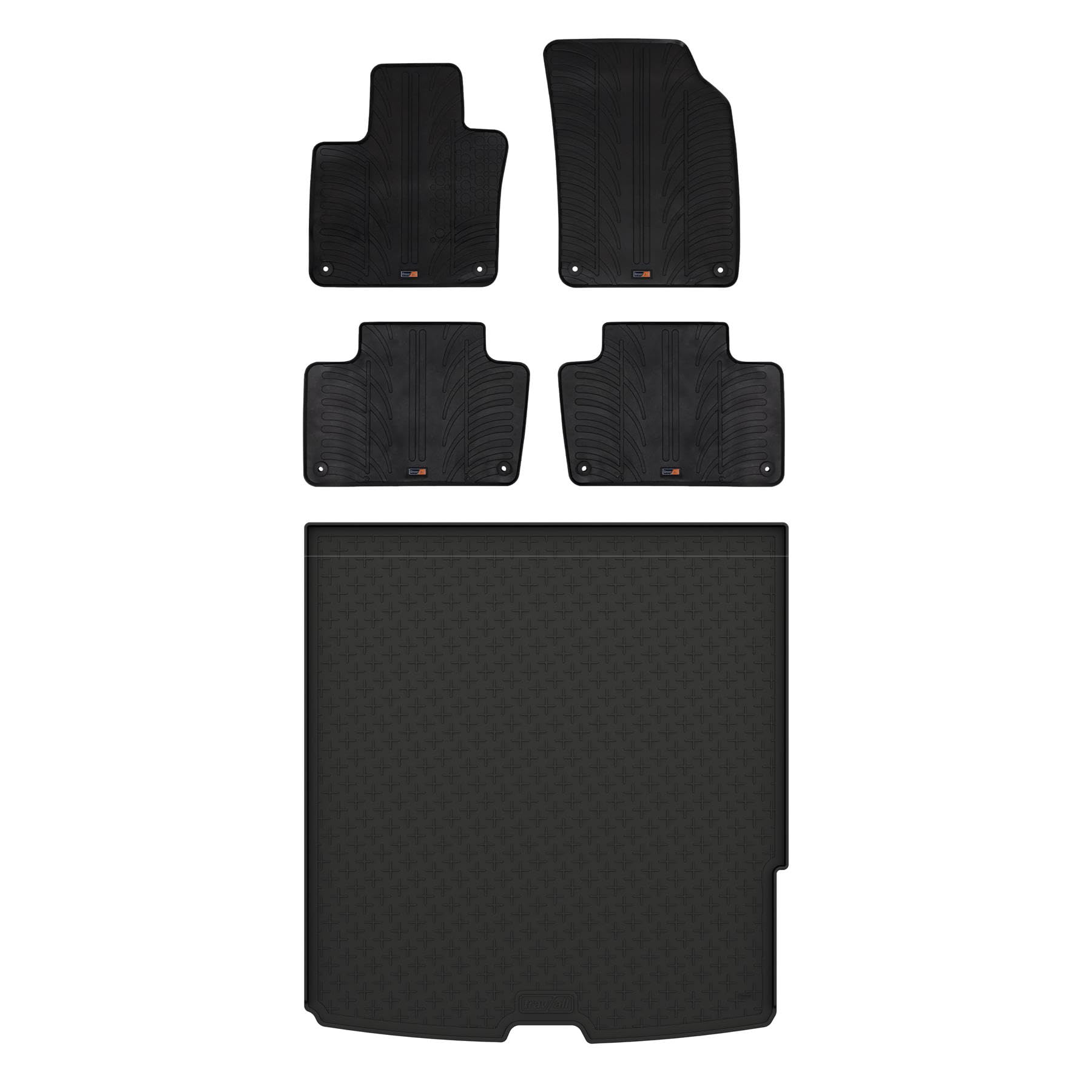 Travall Gummimatten & Kofferraumwanne Set Kompatibel Mit Volvo XC90 (2014-) Gummimatten Strapazierfähige Schwarze Premiummatten Pflegeleicht Fußmatten Zubehör von Travall