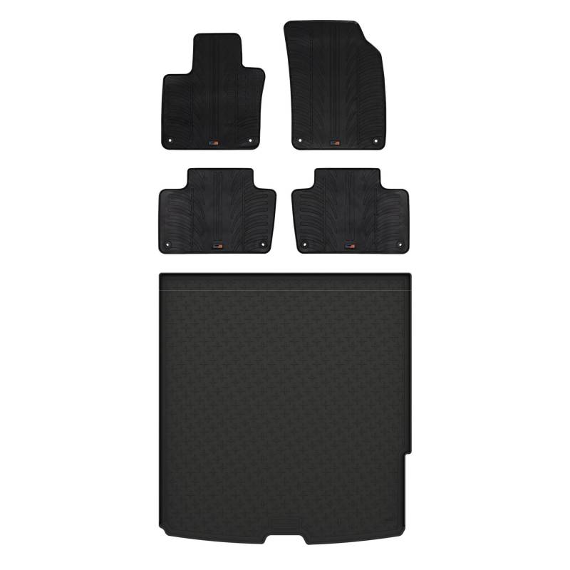 Travall Gummimatten & Kofferraumwanne Set Kompatibel Mit Volvo XC90 (2014-) Gummimatten Strapazierfähige Schwarze Premiummatten Pflegeleicht Fußmatten Zubehör von Travall
