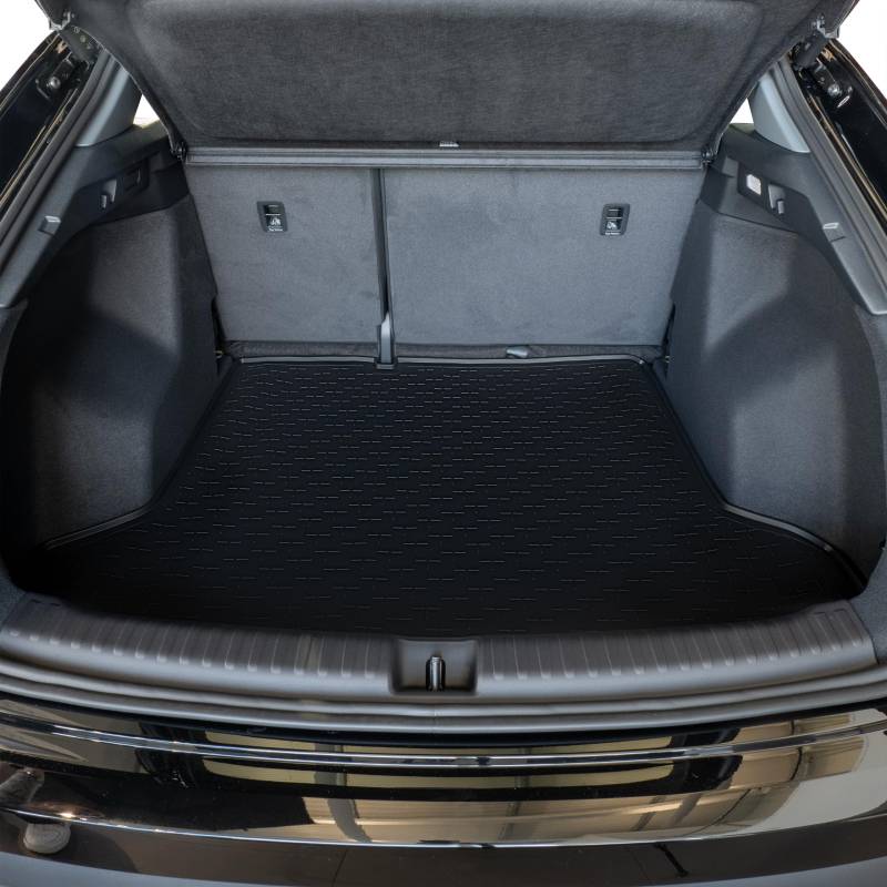 Travall Kofferraummatte Kompatibel mit Audi Q4 (2021-) Autospezifischer Kofferraumwanne Hundefreundlicher Kofferraumschutz wasserdichte Schwarze Gummi-Allwettermatten von Travall