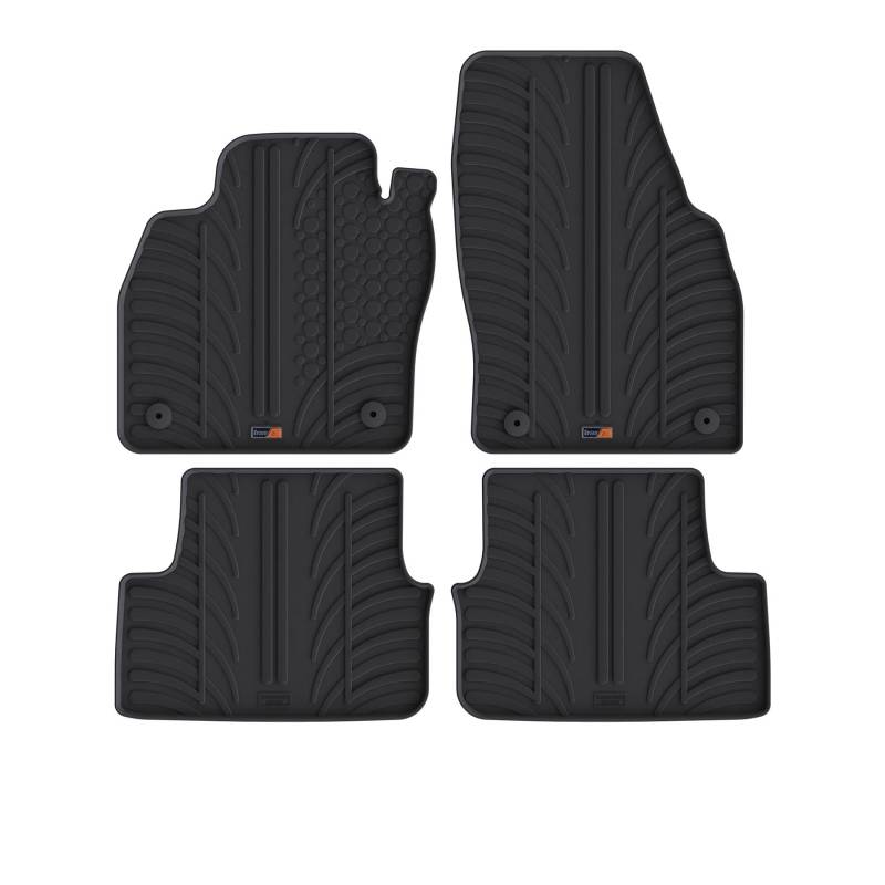 Travall Auto Gummimatten (4er Set) kompatibel mit Audi A1 Schrägheck (2018-) (4 Stücke) - Strapazierfähige Robuste Premium Auto Fußmatten Schwarz Pflegeleichte Gummifußmatten von Travall