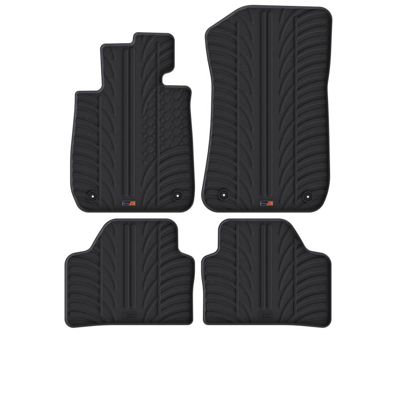 Travall Auto Gummimatten (4er Set) kompatibel mit BMW X1 (2009-2015) (4 Stücke) - Strapazierfähige Robuste Premium Auto Fußmatten Schwarz Pflegeleichte Gummifußmatten von Travall