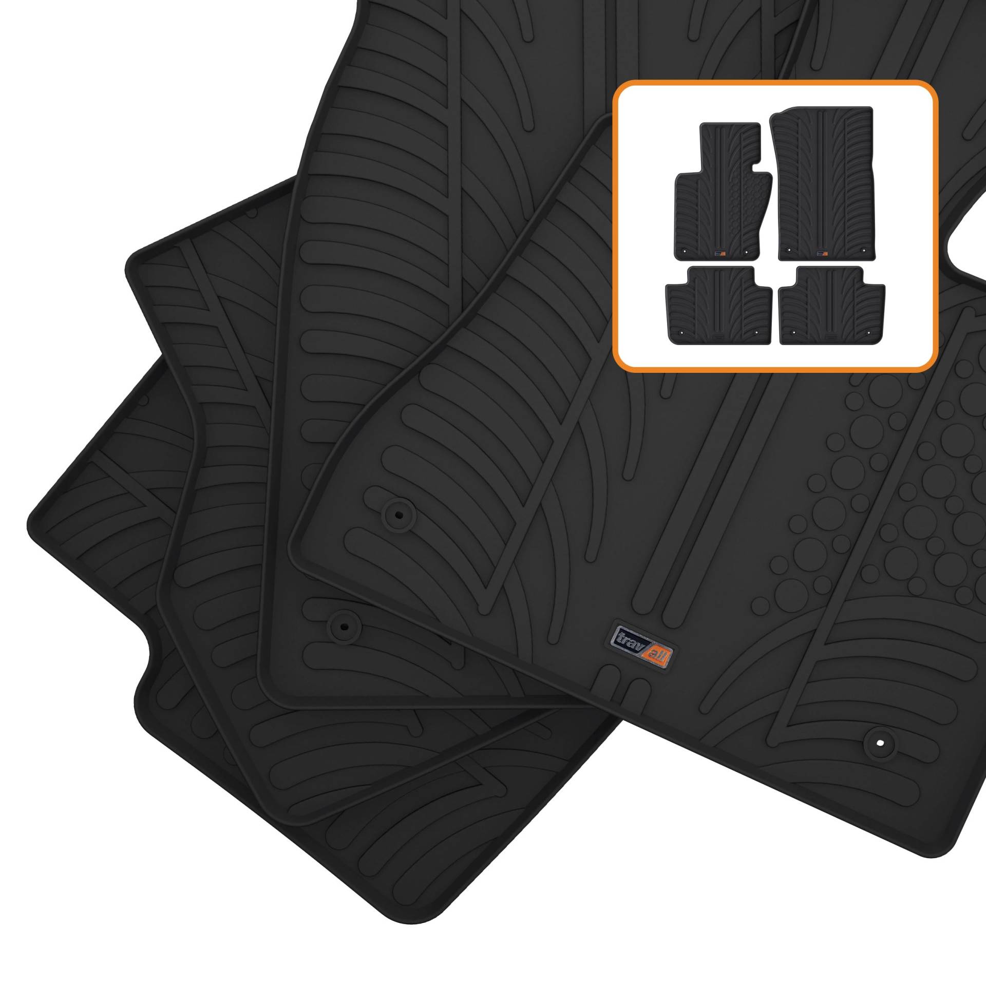 Travall Auto Gummimatten (4er Set) kompatibel mit BMW X3 (2003-2010) (4 Stücke) - Strapazierfähige Robuste Premium Auto Fußmatten Schwarz Pflegeleichte Gummifußmatten von Travall