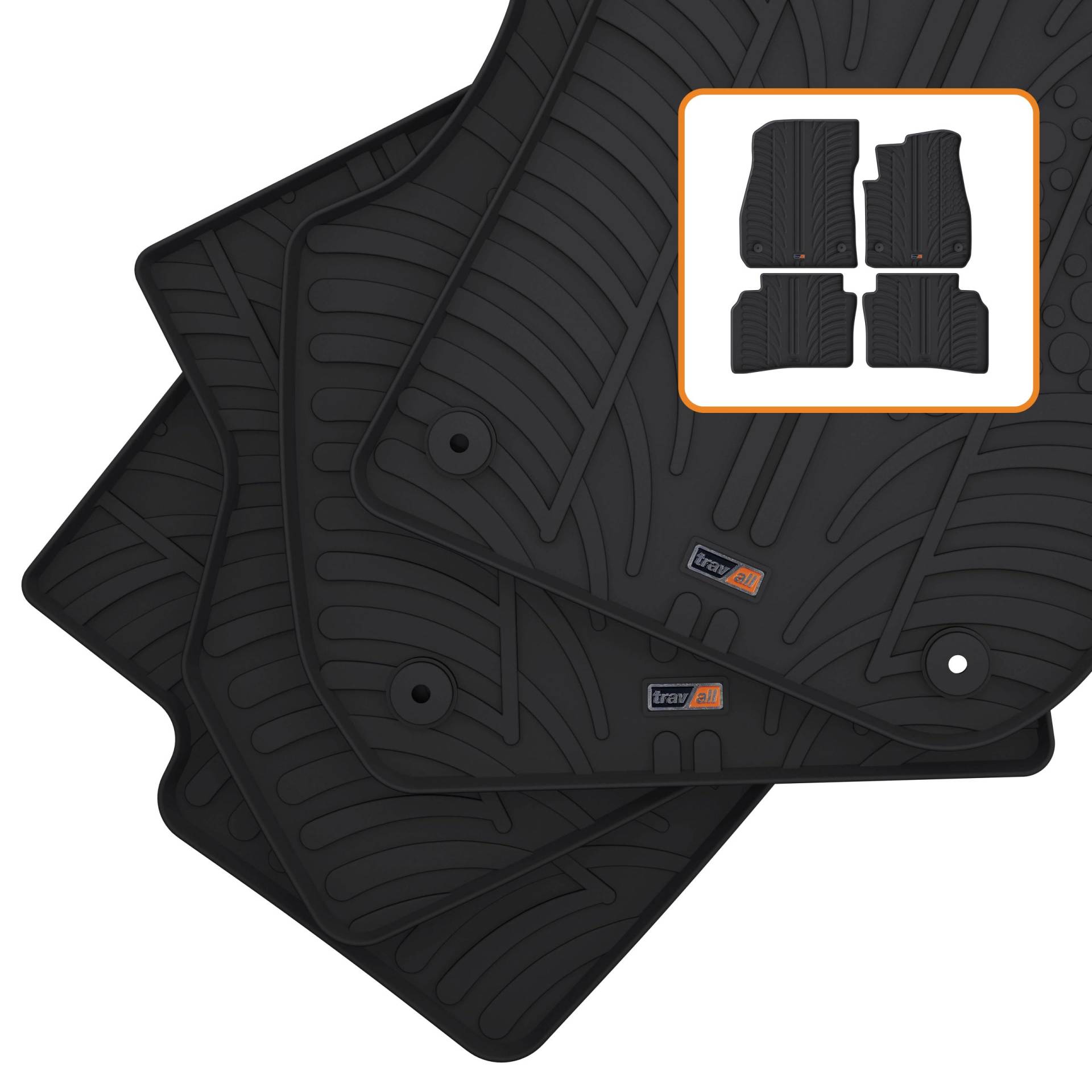 Travall Auto Gummimatten (4er Set) kompatibel mit FIAT 500L (2012-2017) 4 Stücke - Strapazierfähige Robuste Premium Auto Fußmatten Schwarz Pflegeleichte Gummifußmatten von Travall
