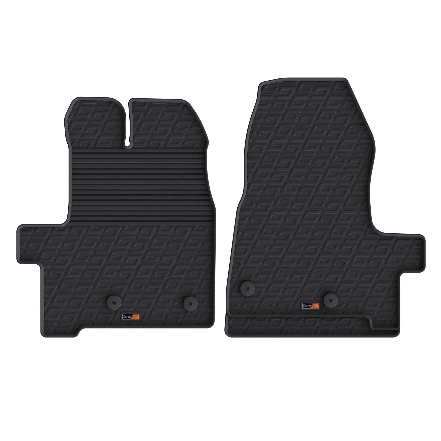 Travall Auto Gummimatten (4er Set) kompatibel mit Ford Transit/Tourneo Custom (2012-) 2 Stücke - Strapazierfähige Robuste Premium Auto Fußmatten Schwarz Pflegeleichte Gummifußmatten von Travall