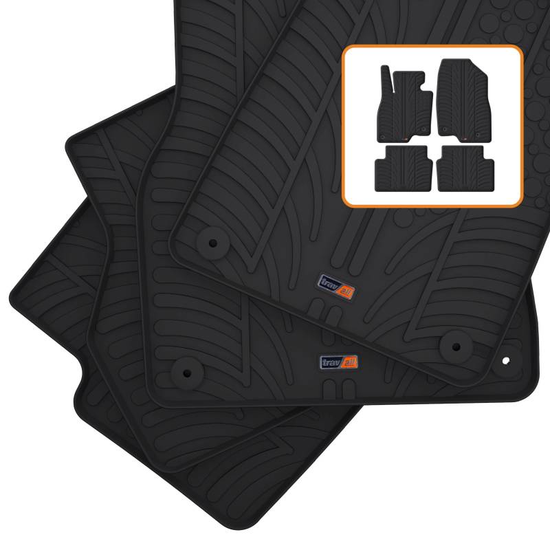 Travall Auto Gummimatten (4er Set) kompatibel mit Mazda 3 5-Türig Schrägheck (2013-2019) 4 Stücke - Strapazierfähige Robuste Premium Auto Fußmatten Schwarz Pflegeleichte Gummifußmatten von Travall