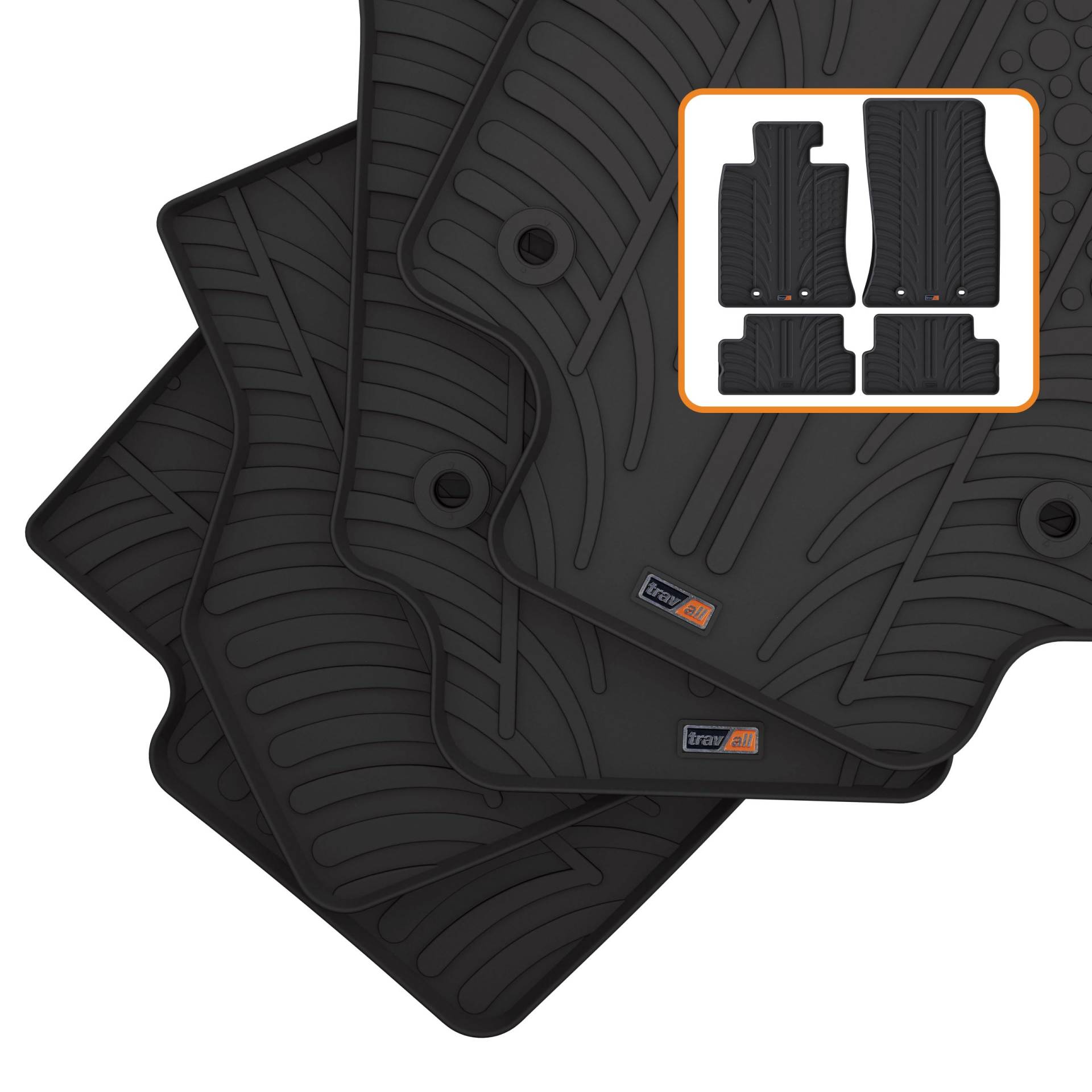 Travall Auto Gummimatten (4er Set) kompatibel mit Mini 3-Türig (2006-2013) 4 Stücke - Strapazierfähige Robuste Premium Auto Fußmatten Schwarz Pflegeleichte Gummifußmatten von Travall