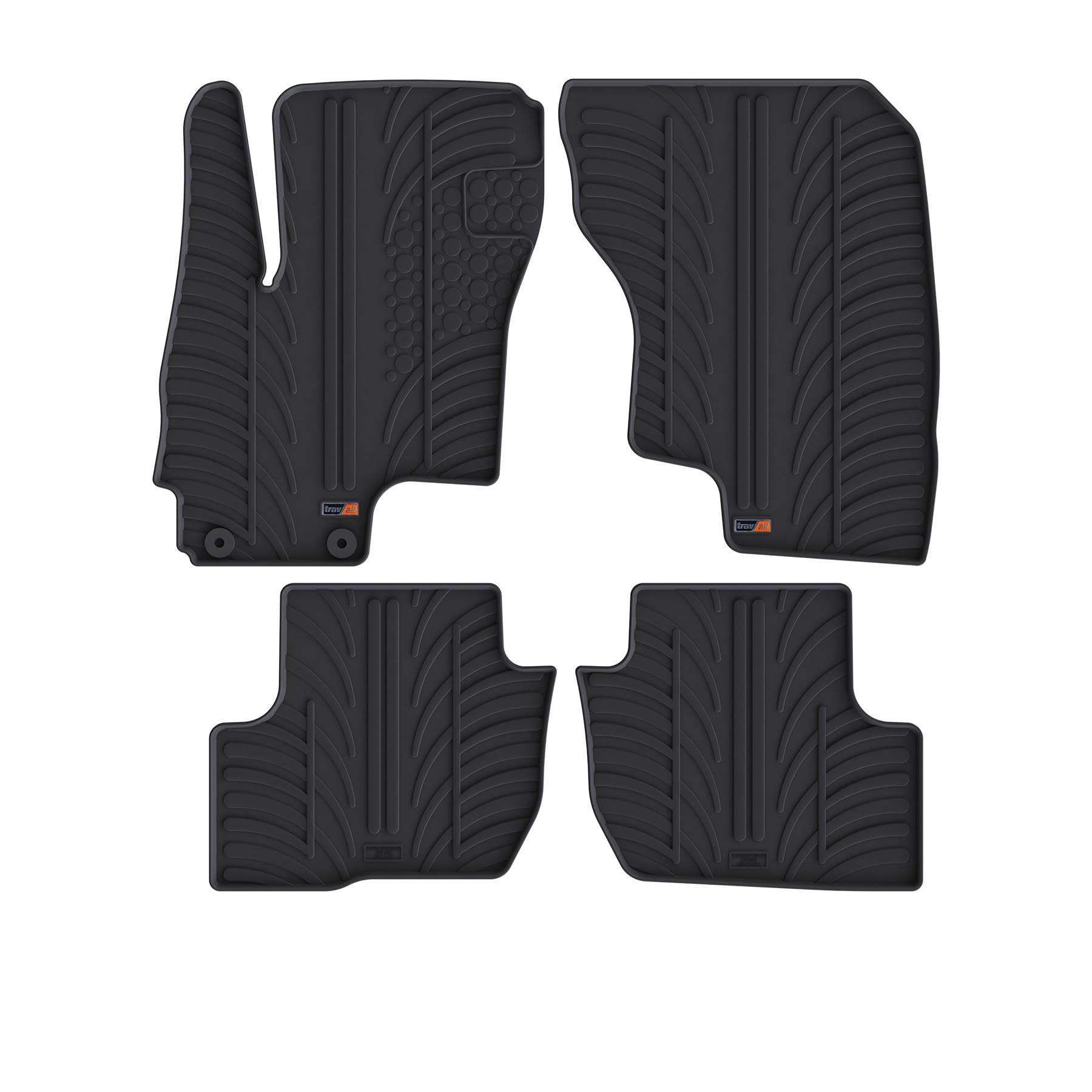 Travall Auto Gummimatten (4er Set) kompatibel mit Mitsubishi Outlander Phev (2014-) - Strapazierfahige Robuste Premium Auto Fussmatten Schwarz Pflegeleichte Gummi Fussmatten von Travall