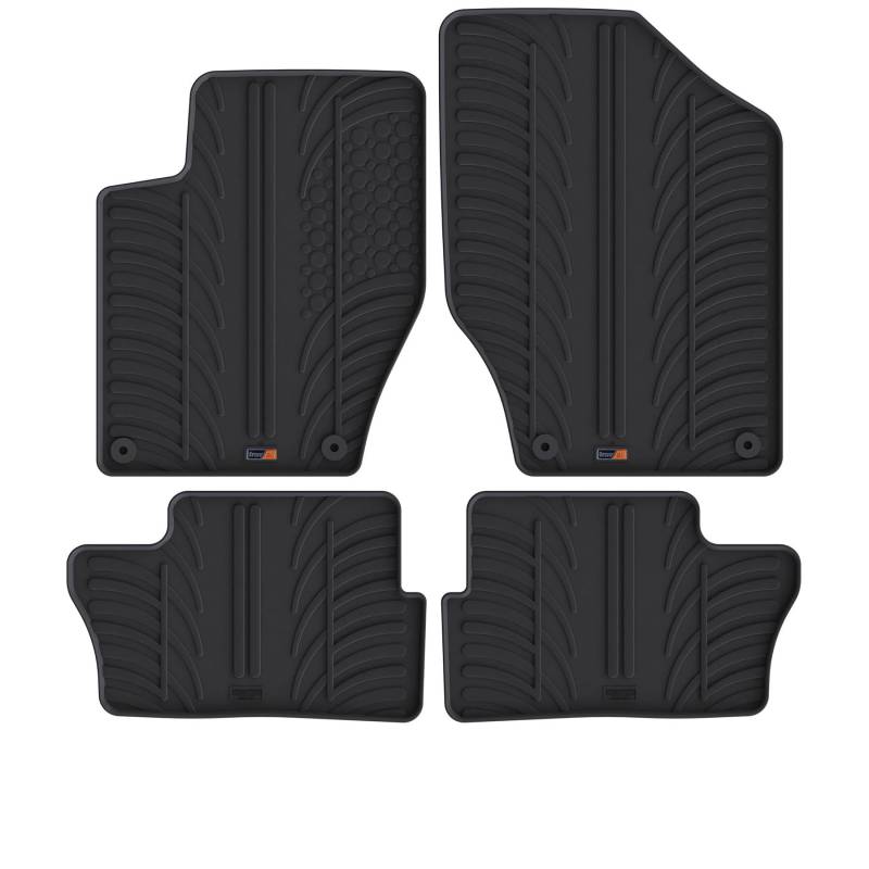 Travall Auto Gummimatten (4er Set) kompatibel mit Peugeot 307 (2001-2005) / 308 (2007-2013) 4 Stücke - Strapazierfähige Robuste Premium Auto Fußmatten Schwarz Pflegeleichte Gummifußmatten von Travall