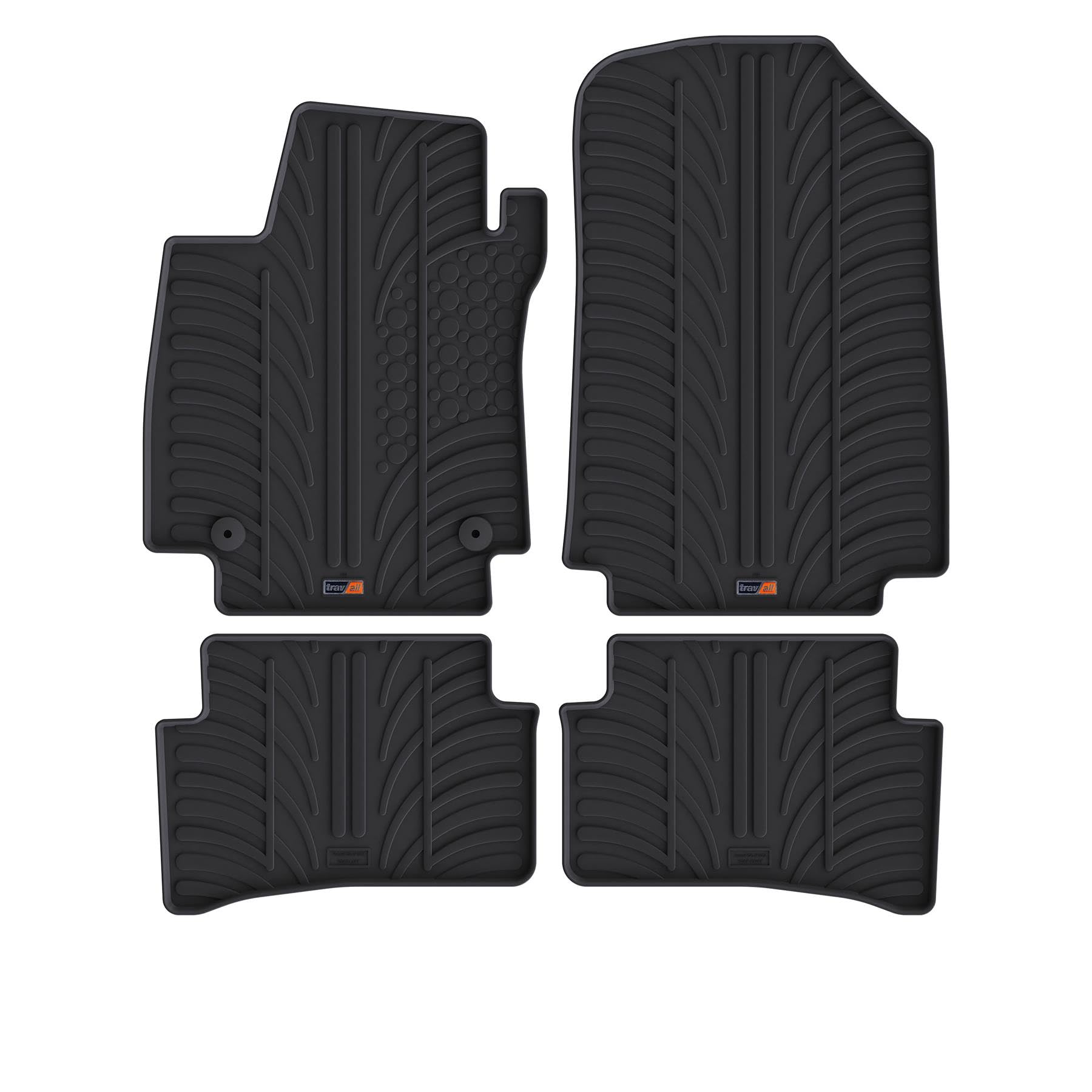 Travall Auto Gummimatten (4er Set) kompatibel mit Renault Clio/Captur (2013-2019) 4 Stücke - Strapazierfähige Robuste Premium Auto Fußmatten Schwarz Pflegeleichte Gummifußmatten von Travall