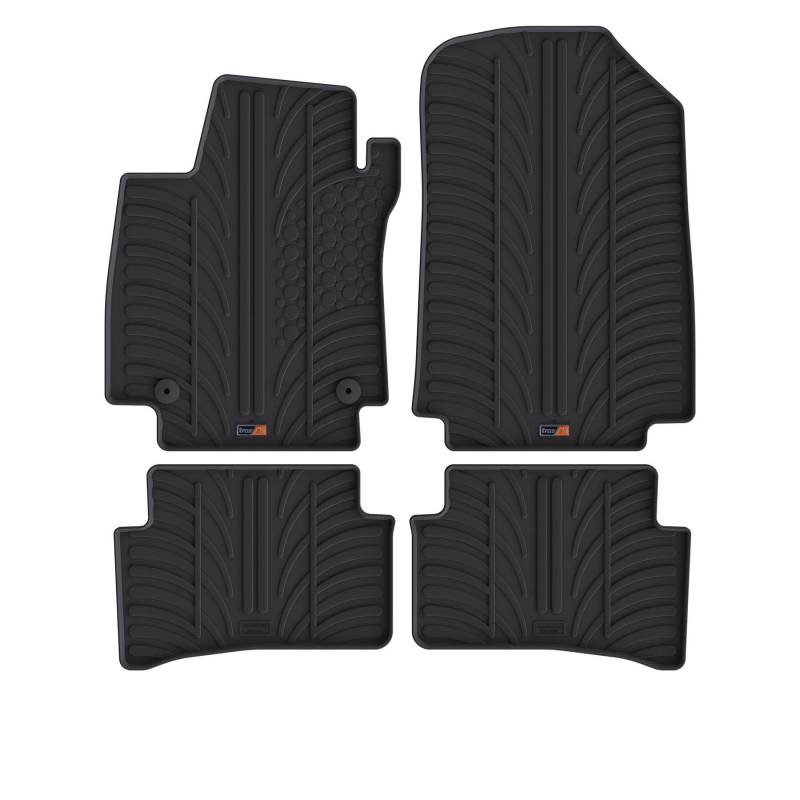 Travall Auto Gummimatten (4er Set) kompatibel mit Renault Clio/Captur (2013-2019) 4 Stücke - Strapazierfähige Robuste Premium Auto Fußmatten Schwarz Pflegeleichte Gummifußmatten von Travall