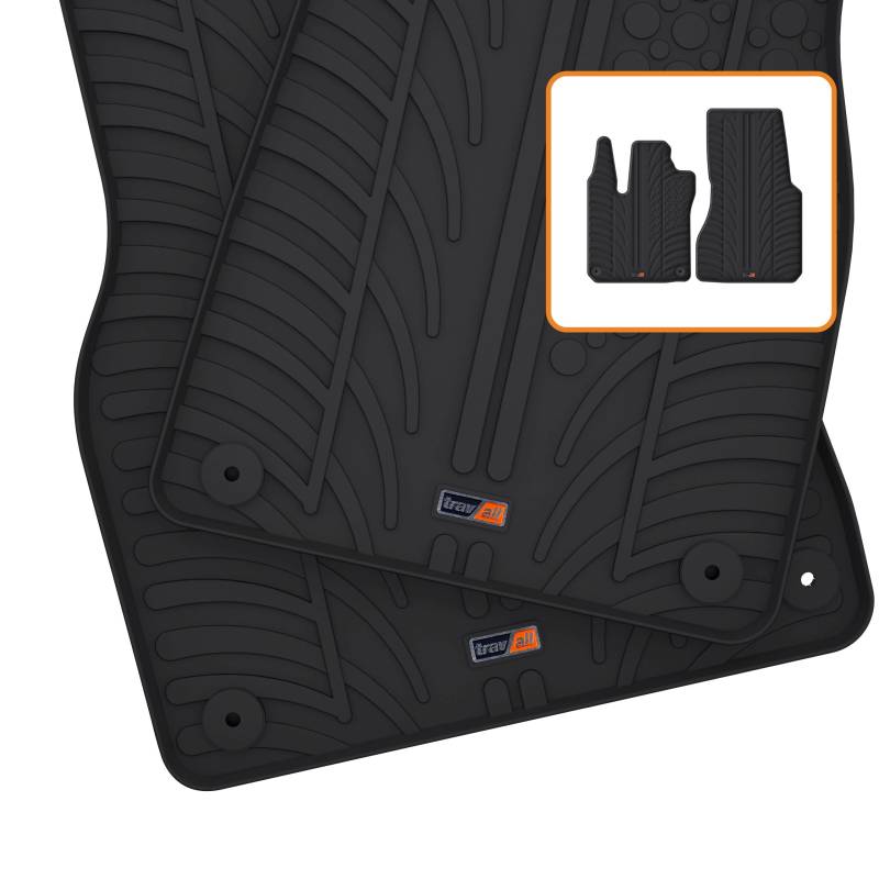 Travall Auto Gummimatten (4er Set) kompatibel mit Smart Fortwo (2014-) (2 Stücke) - Strapazierfähige Robuste Premium Auto Fußmatten Schwarz Pflegeleichte Gummifußmatten von Travall
