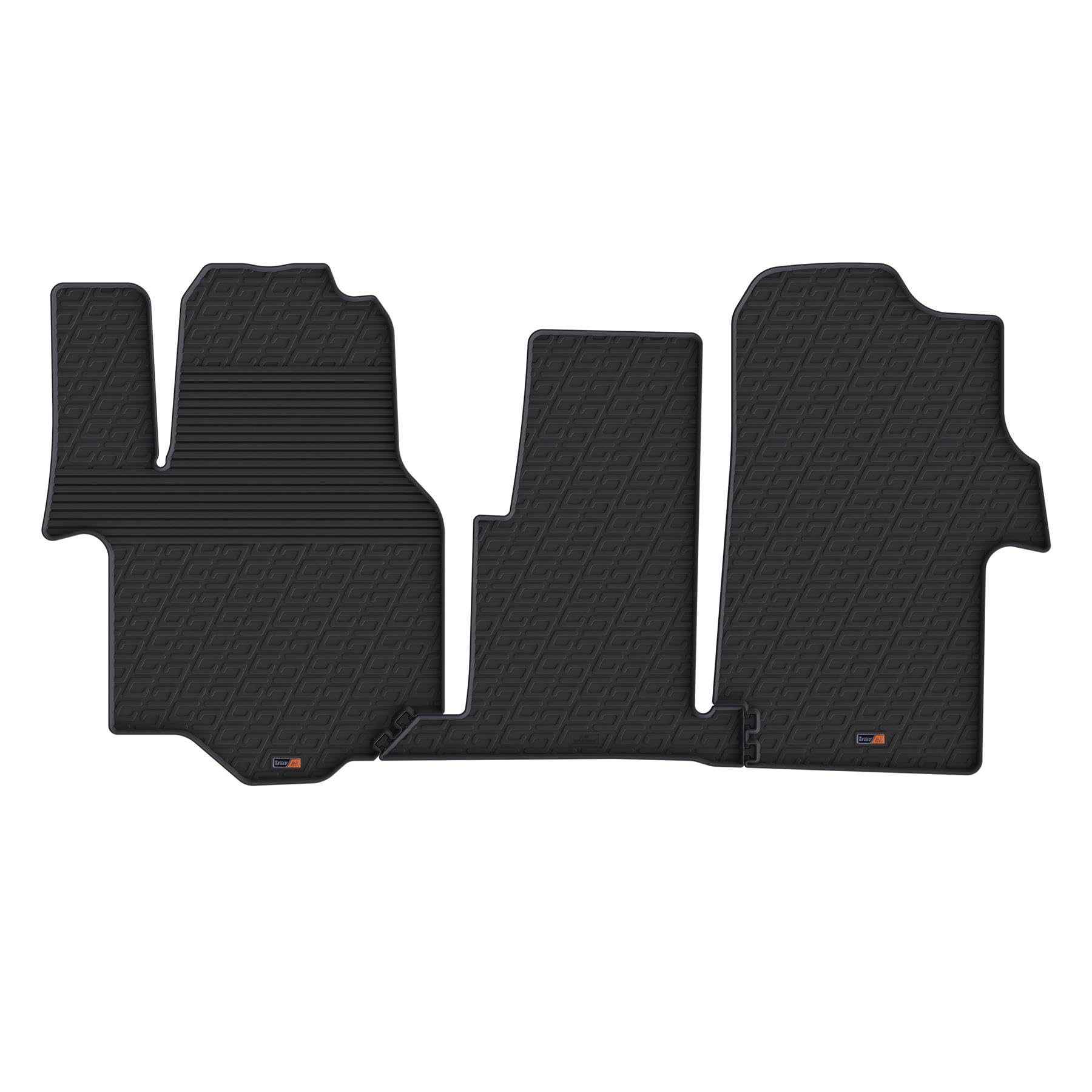 Travall Auto Gummimatten (4er Set) kompatibel mit Volkswagen Crafter (2017-) (3 Stücke) - Strapazierfähige Robuste Premium Auto Fußmatten Schwarz Pflegeleichte Gummifußmatten von Travall