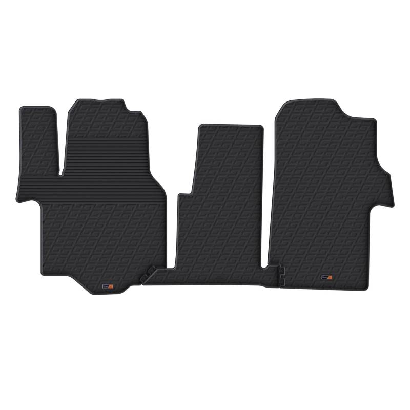 Travall Auto Gummimatten (4er Set) kompatibel mit Volkswagen Crafter (2017-) (3 Stücke) - Strapazierfähige Robuste Premium Auto Fußmatten Schwarz Pflegeleichte Gummifußmatten von Travall