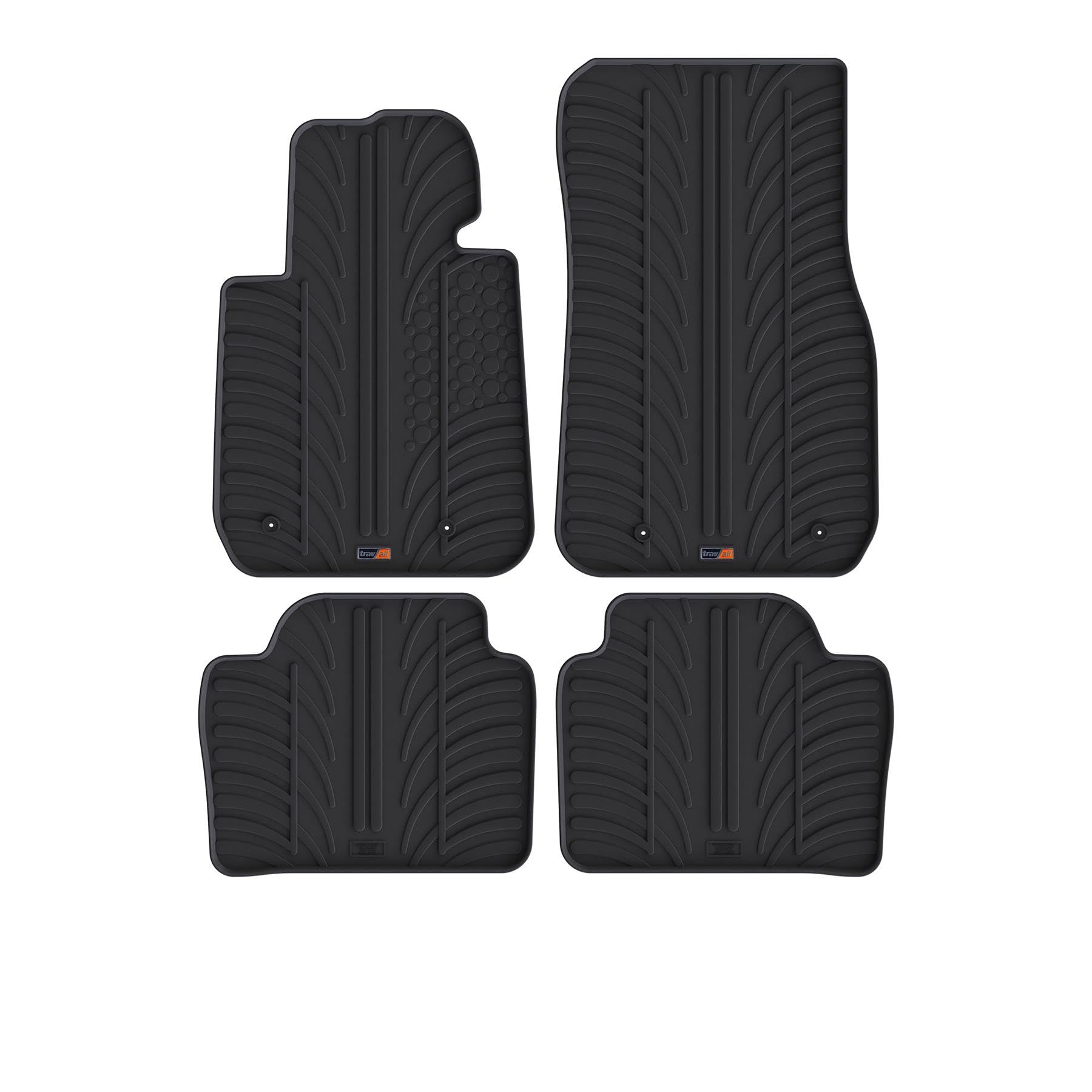 Travall Auto Gummimatten (4er Set) kompatibel mit BMW 3 Series (2012-2019) M3 (2014-2019) 4 Stücke - Strapazierfähige Robuste Premium Auto Fußmatten Schwarz Pflegeleichte Gummifußmatten von Travall