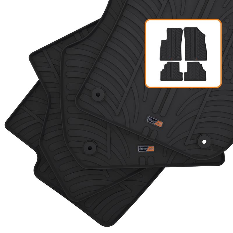 Travall Auto Gummimatten (4er Set) kompatibel mit Opel/Vauxhall Mokka (2012-2023) Chev Trax (2013-2023) 4 Stücke - Strapazierfähige Robuste Premium Auto Fußmatten Schwarz Pflegeleichte Gummifußmatten von Travall