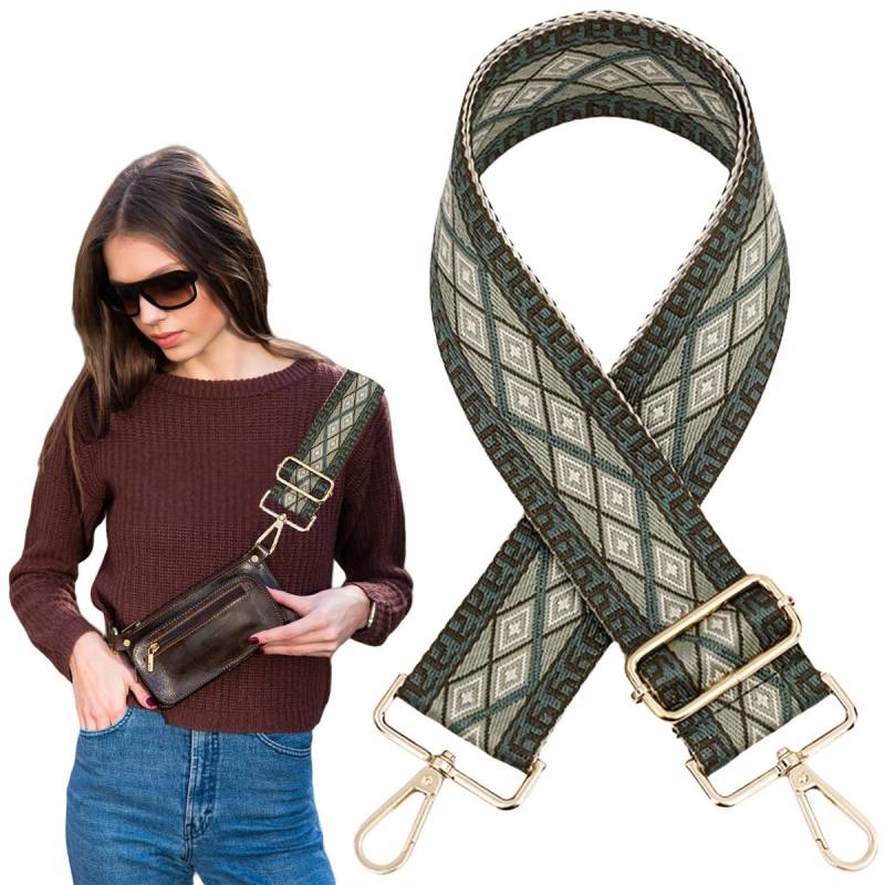 Traziewell Gurt für Moderne Taschen Breiter Schultergurt Verstellbarer mit Metall Drehhaken Weicher Taschengurt Umhängetaschengurt Messenger Bag Wechselbarer Schultergurt Grün Gurt Tasche Damen 1612 von Traziewell