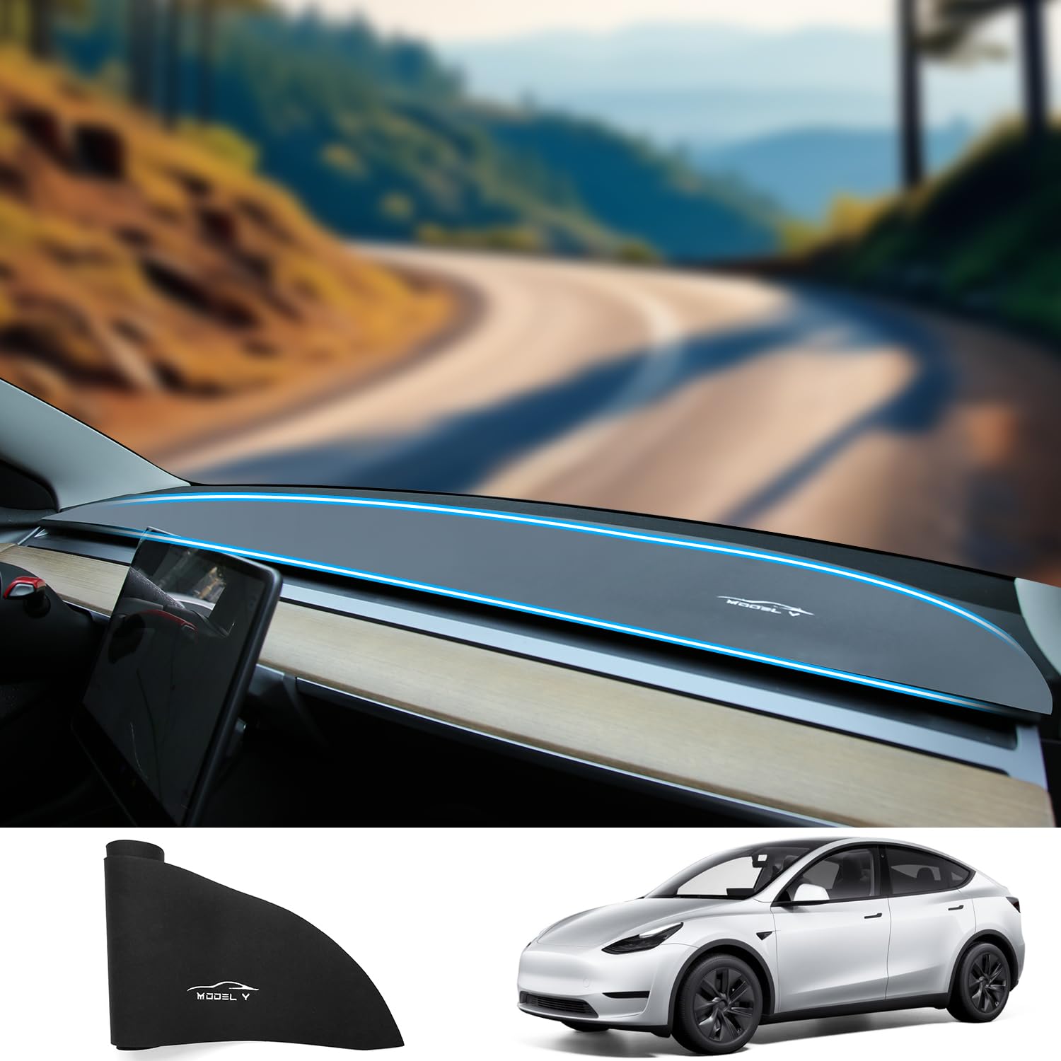 Treesiche Armaturenbrett-Abdeckung für Tesla Model Y 2025 Juniper, blendfreies Flannel Armaturenbrett-Pad, Passend für Model Y, Armaturenbrett, Dekoratives Innenzubehör Treesiche Armaturenbrett-Abdeckung für Tesla Model Y 2025 Juniper, blendfreies Flannel Armaturenbrett-Pad, Passend für Model Y, Armaturenbrett, Dekoratives Innenzubehör von Treesiche