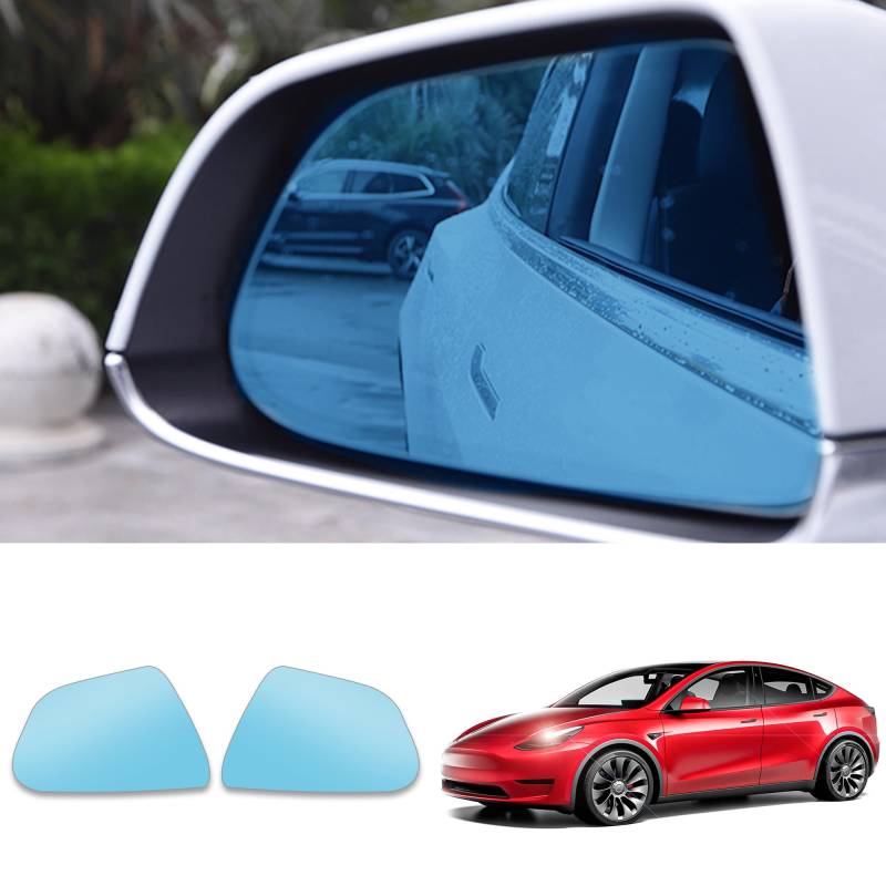 Treesiche Seitenspiegel Für Tesla Model 3,Rückspiegelersatz Mit Blendfreier, Hitzebeständiger, Beschlagfreier Blauer Glaslinse Mit Trägerplatte von Treesiche