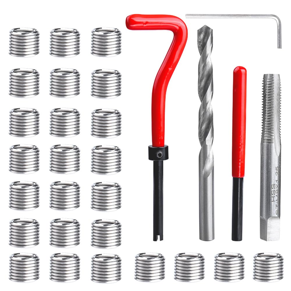 Treki 30 Stück M8 Gewinde Reparatur Satz Helicoil Set Edelstahl Gewindereparatursatz Werkzeug, Tragbar Thread Repair Kit M8 x 1,25 MM Gewinde Hülsen + M8 Gewindebohrer + Spiralbohrer für Reparatur Treki 30 Stück M8 Gewinde Reparatur Satz Helicoil Set Edelstahl Gewindereparatursatz Werkzeug, Tragbar Thread Repair Kit M8 x 1,25 MM Gewinde Hülsen + M8 Gewindebohrer + Spiralbohrer für Reparatur von Treki