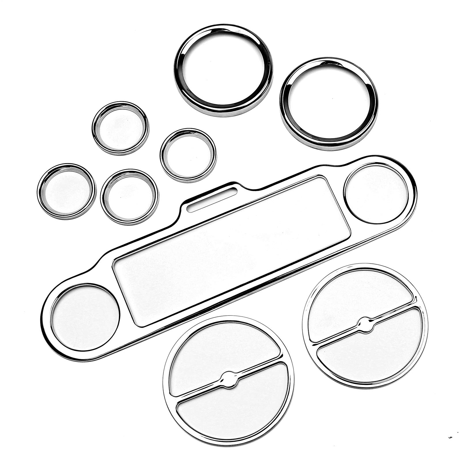 Triclicks Chrome Motorrad Armaturenbrett Stereo Accent Tachometer Lautsprecher Trim Ring Abdeckung Cover Set Für Harley Davidson Ultra Klassische Touring Electra Straße Glide - 9 Stück Set von Triclicks