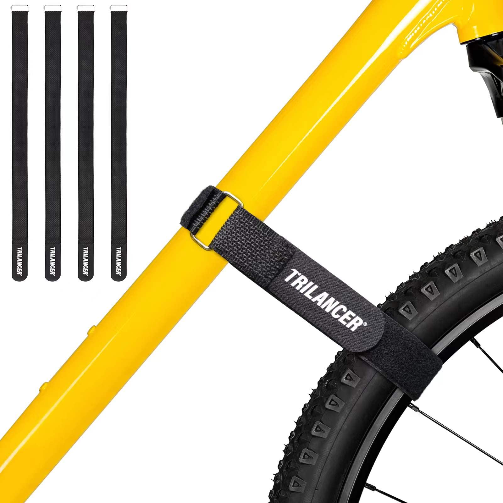 Fahrradträgergurte, 4er-Pack Trilancer Verstellbare Fahrrad-Stabilisator-Gurte, Spanngurte mit Haken und Schlaufe für Auto- und Wandhalterung, für Transport und Aufbewahrung (65 cm x 3,8 cm) von Trilancer