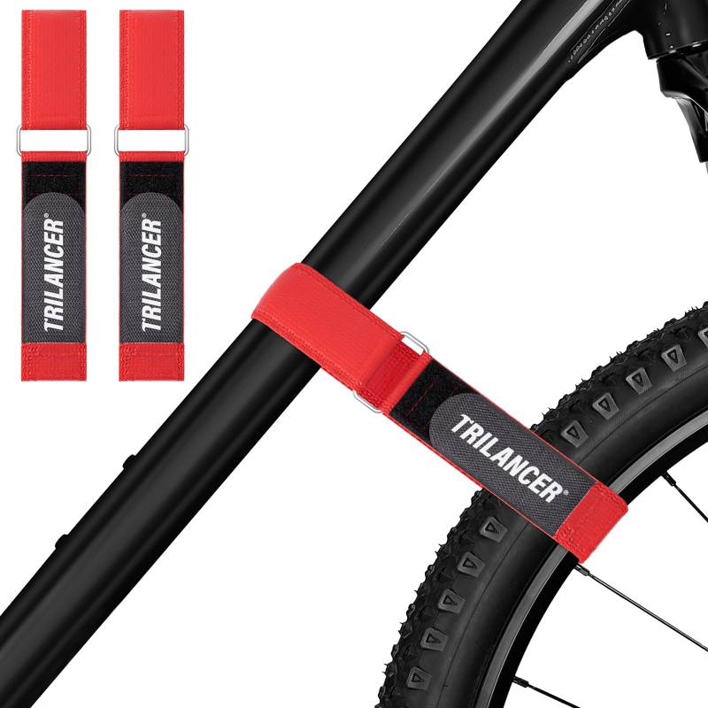 Fahrradträgergurte,2er-Pack Trilancer Verstellbare Fahrrad-Stabilisator-Gurte, Spanngurte mit Haken, Schlaufe & Anti-Rutsch-Beschichtung für Auto- & Wandhalterung,Transport & Aufbewahrung (66 × 3,8cm) von Trilancer