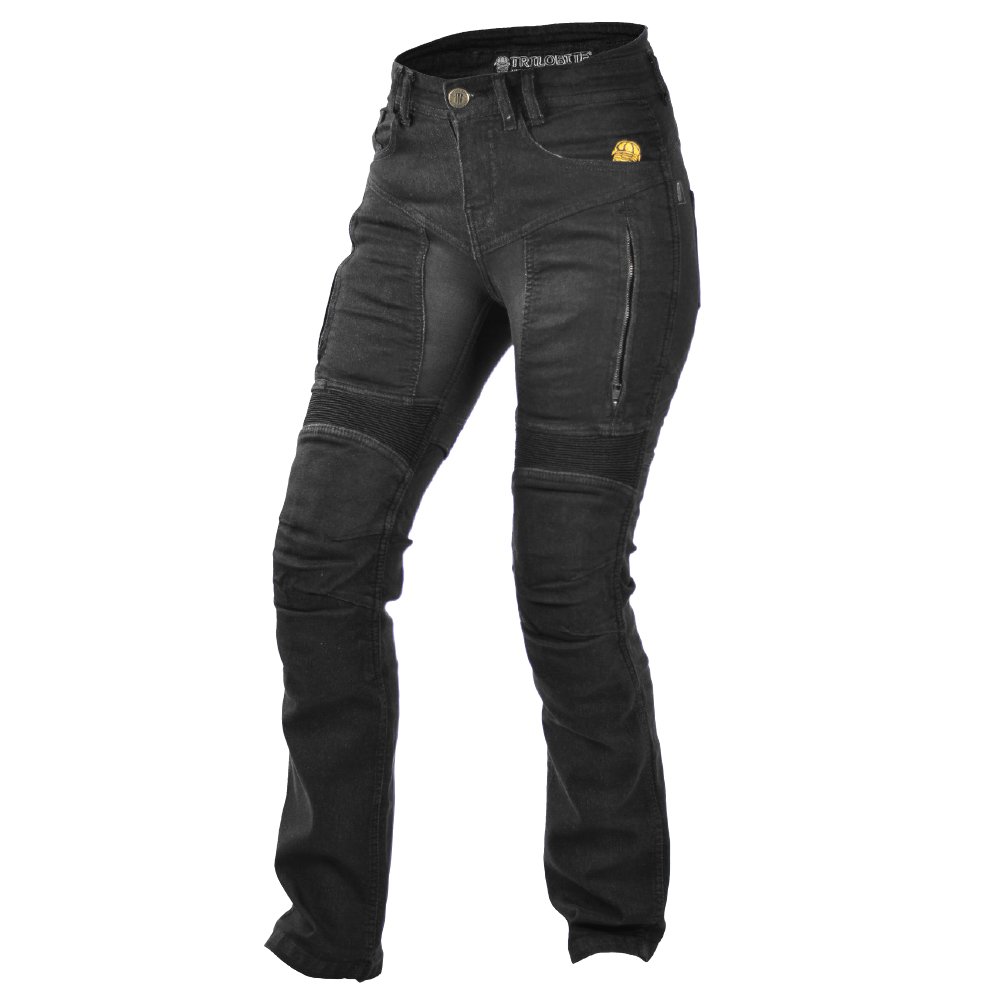 Trilobit Motorrad Damen Jeans,schwarz, 34L von Trilobite