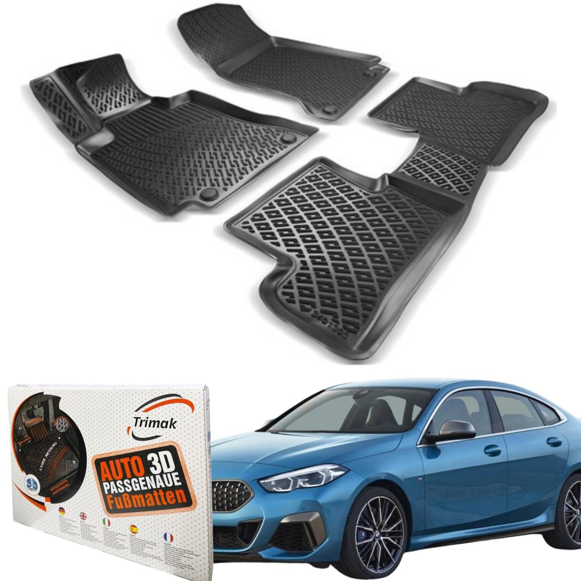 Trimak Passgenau 3D Fussmatten Auto Kompatibel mit BMW 2 F44 Gran Coupé 2021-2023 Auto Zubehör 1. und 2. Reihe Gummimatten Autos TPE Allwetter Geruchlos rutschfest Vorne und Hinten Schwartz Trimak Passgenau 3D Fussmatten Auto Kompatibel mit BMW 2 F44 Gran Coupé 2021-2023 Auto Zubehör 1. und 2. Reihe Gummimatten Autos TPE Allwetter Geruchlos rutschfest Vorne und Hinten Schwartz von Trimak