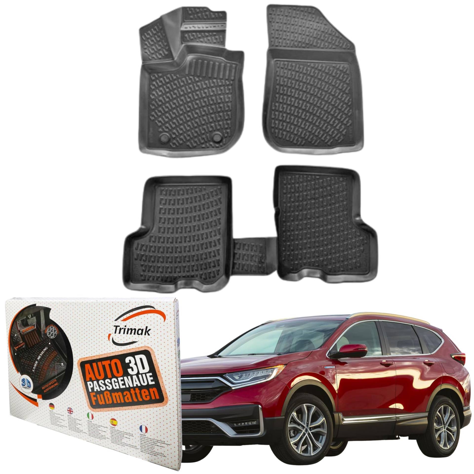 Trimak Passgenau 3D Fussmatten Auto Kompatibel mit Honda CR-V 5. Gen 2018-2023 Auto Zubehör 1. Und 2. Reihe Gummimatten Autos TPE Allwetter Geruchlos rutschfest Vorne und Hinten Schwartz Trimak Passgenau 3D Fussmatten Auto Kompatibel mit Honda CR-V 5. Gen 2018-2023 Auto Zubehör 1. Und 2. Reihe Gummimatten Autos TPE Allwetter Geruchlos rutschfest Vorne und Hinten Schwartz von Trimak