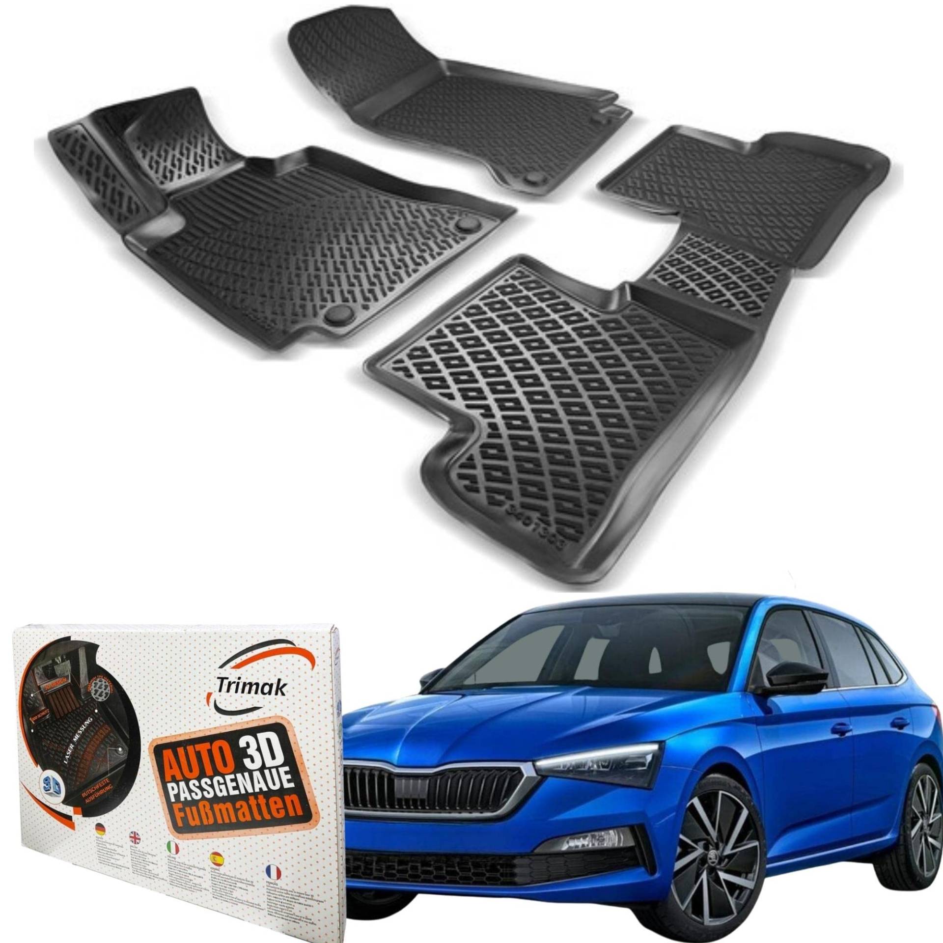 Trimak Passgenau 3D Fussmatten Auto Kompatibel mit Skoda Scala 2019-2023 Auto Zubehör 1. Und 2. Reihe Gummimatten Autos TPE Allwetter Geruchlos rutschfest Vorne und Hinten Schwarz Trimak Passgenau 3D Fussmatten Auto Kompatibel mit Skoda Scala 2019-2023 Auto Zubehör 1. Und 2. Reihe Gummimatten Autos TPE Allwetter Geruchlos rutschfest Vorne und Hinten Schwarz von Trimak