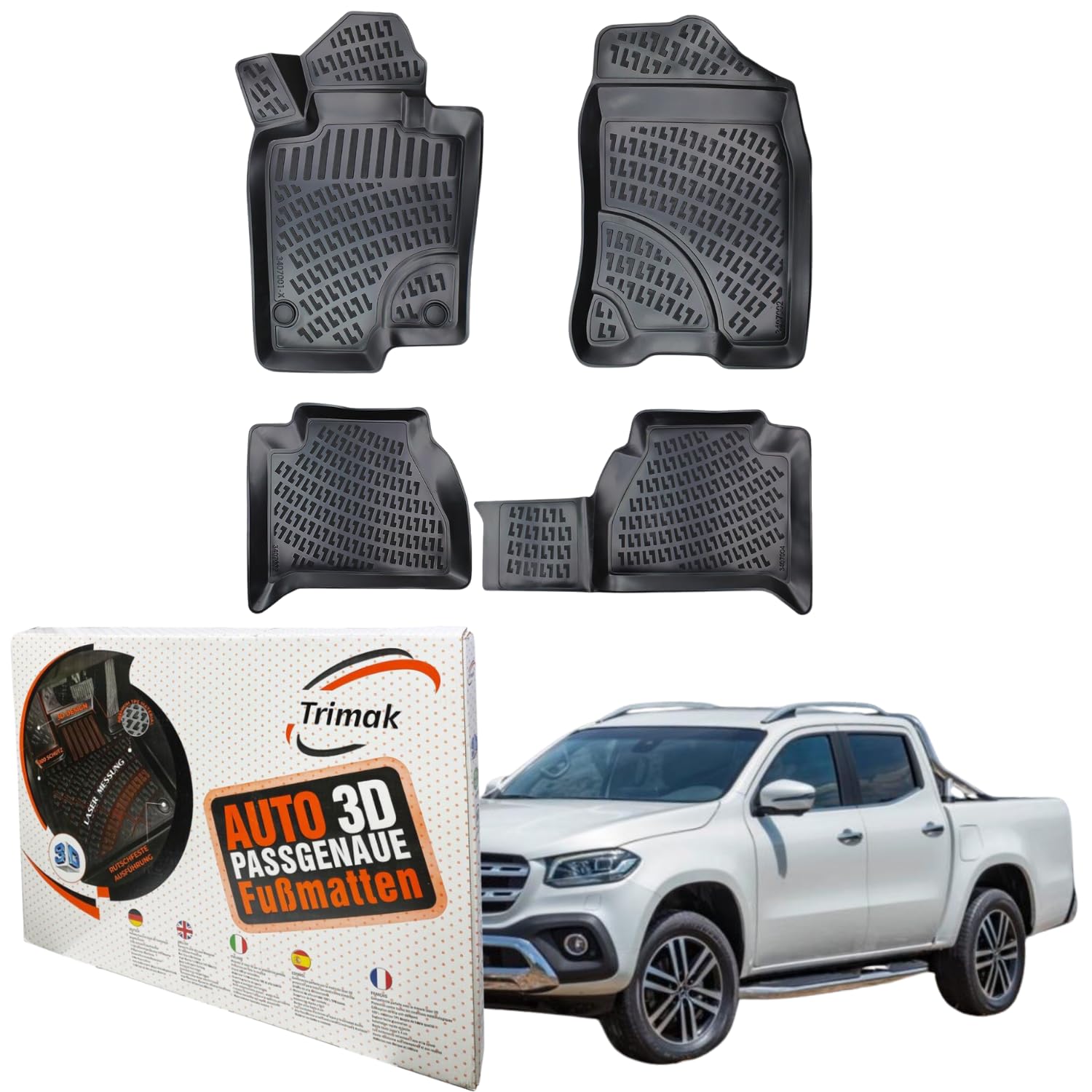 Trimak Passgenau 3D Fussmatten kompatibel mit Mercedes-Benz X-Klasse W470 2017-2020 Auto Zubehör 1. Und 2. Reihe Gummimatten Autos TPE Allwetter Geruchlos rutschfest Vorne und Hinten Schwartz Trimak Passgenau 3D Fussmatten kompatibel mit Mercedes-Benz X-Klasse W470 2017-2020 Auto Zubehör 1. Und 2. Reihe Gummimatten Autos TPE Allwetter Geruchlos rutschfest Vorne und Hinten Schwartz von Trimak
