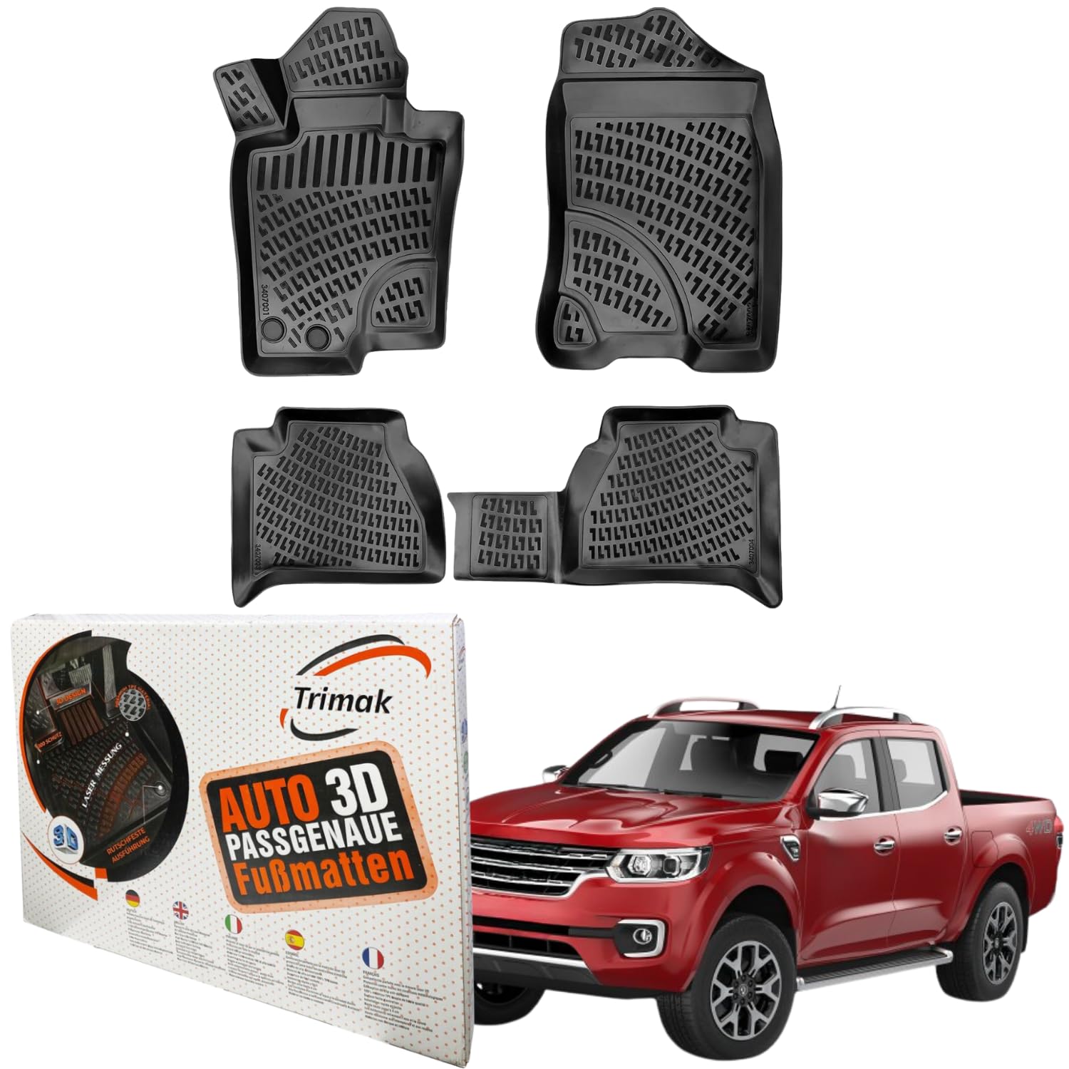 Trimak Passgenau 3D Fussmatten kompatibel mit Renault Alaskan ab 2017 Auto Zubehör 1. Und 2. Reihe Gummimatten Autos TPE Allwetter Geruchlos rutschfest Vorne und Hinten Schwartz Trimak Passgenau 3D Fussmatten kompatibel mit Renault Alaskan ab 2017 Auto Zubehör 1. Und 2. Reihe Gummimatten Autos TPE Allwetter Geruchlos rutschfest Vorne und Hinten Schwartz von Trimak